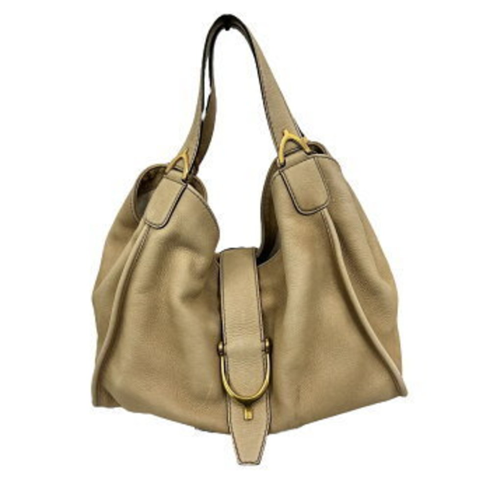 GUCCI Stirrup Shoulder Bag Beige OneHandle